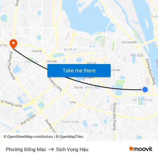 Phường Đống Mác to Dịch Vọng Hậu map