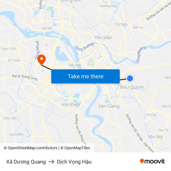 Xã Dương Quang to Dịch Vọng Hậu map