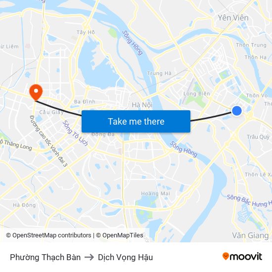 Phường Thạch Bàn to Dịch Vọng Hậu map