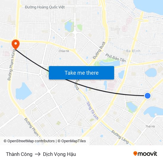 Thành Công to Dịch Vọng Hậu map