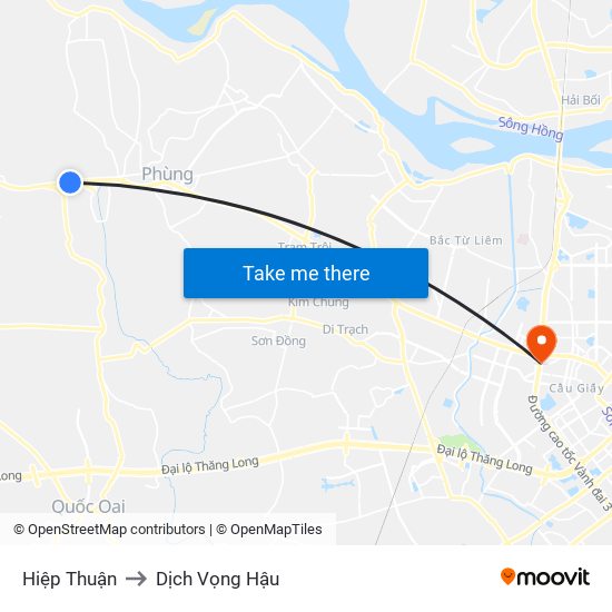 Hiệp Thuận to Dịch Vọng Hậu map