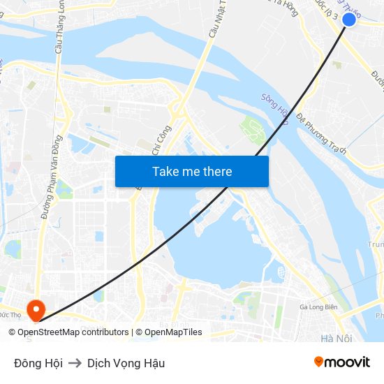 Đông Hội to Dịch Vọng Hậu map