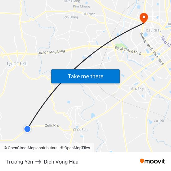 Trường Yên to Dịch Vọng Hậu map