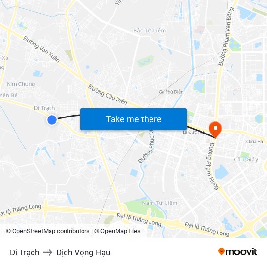 Di Trạch to Dịch Vọng Hậu map
