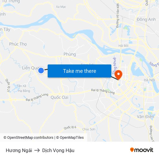 Hương Ngải to Dịch Vọng Hậu map