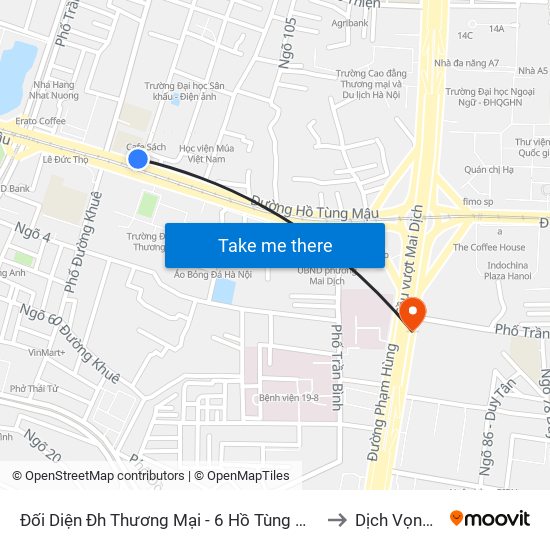 Đối Diện Đh Thương Mại - 6 Hồ Tùng Mậu (Cột Sau) to Dịch Vọng Hậu map