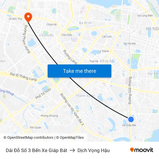 Dải Đỗ Số 3 Bến Xe Giáp Bát to Dịch Vọng Hậu map