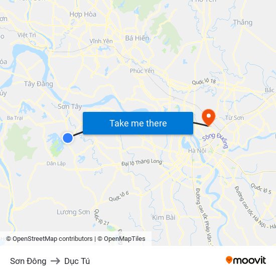 Sơn Đông to Dục Tú map