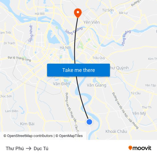 Thư Phú to Dục Tú map