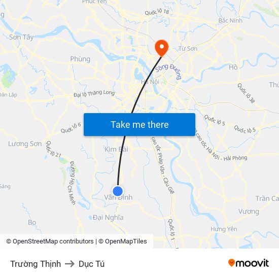 Trường Thịnh to Dục Tú map