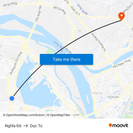 Nghĩa Đô to Dục Tú map