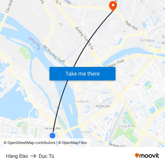 Hàng Đào to Dục Tú map