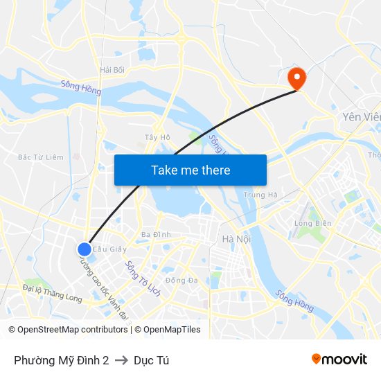 Phường Mỹ Đình 2 to Dục Tú map