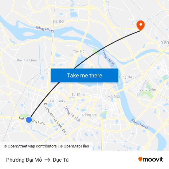 Phường Đại Mỗ to Dục Tú map