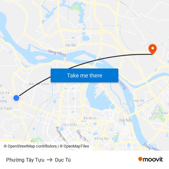 Phường Tây Tựu to Dục Tú map