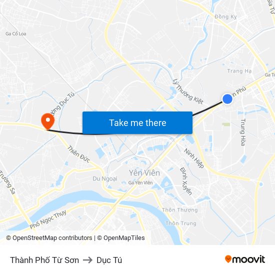 Thành Phố Từ Sơn to Dục Tú map