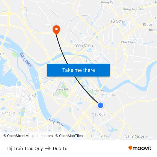 Thị Trấn Trâu Quỳ to Dục Tú map