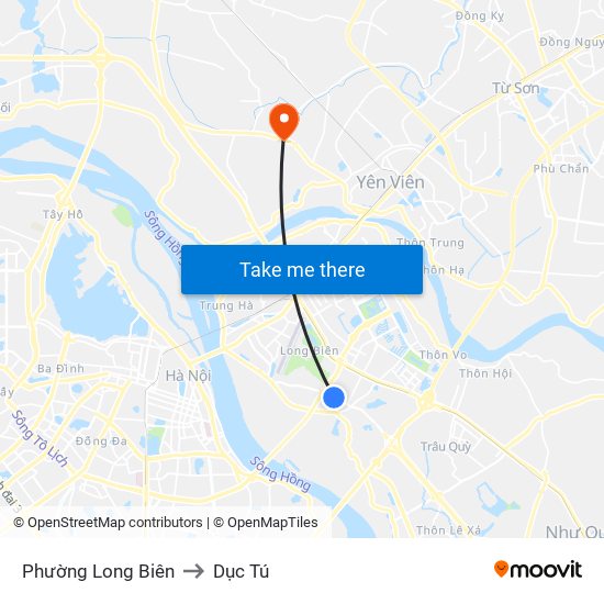 Phường Long Biên to Dục Tú map