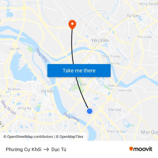 Phường Cự Khối to Dục Tú map