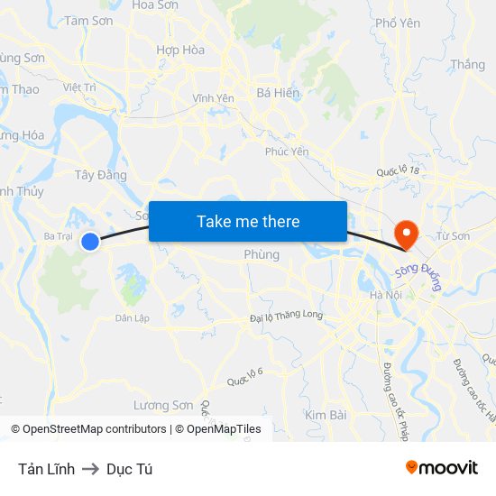 Tản Lĩnh to Dục Tú map