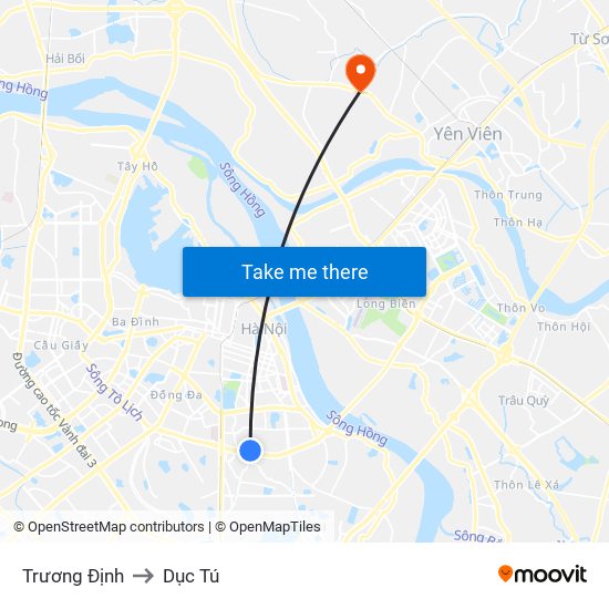 Trương Định to Dục Tú map