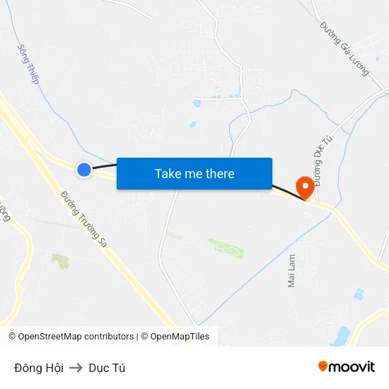 Đông Hội to Dục Tú map