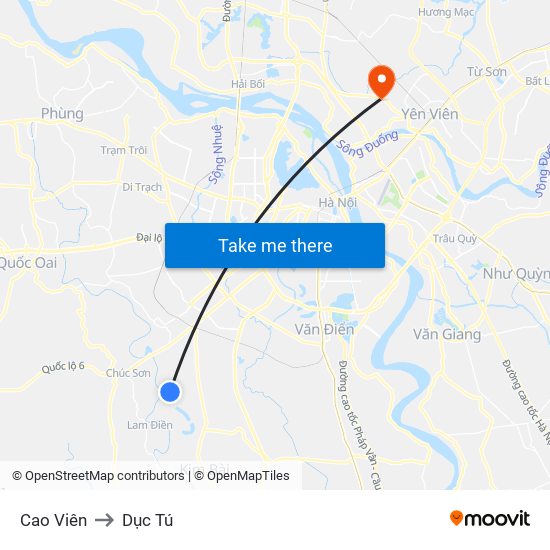 Cao Viên to Dục Tú map