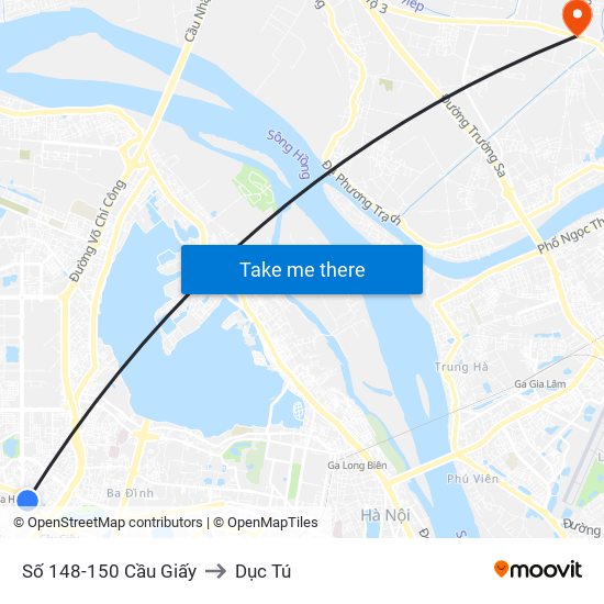 Số 148-150 Cầu Giấy to Dục Tú map