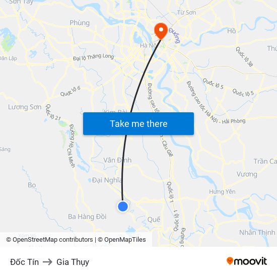 Đốc Tín to Gia Thụy map