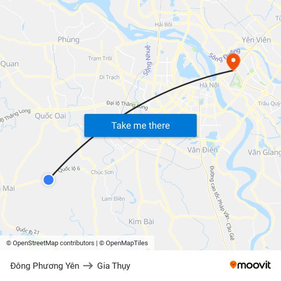 Đông Phương Yên to Gia Thụy map