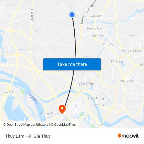 Thuỵ Lâm to Gia Thụy map