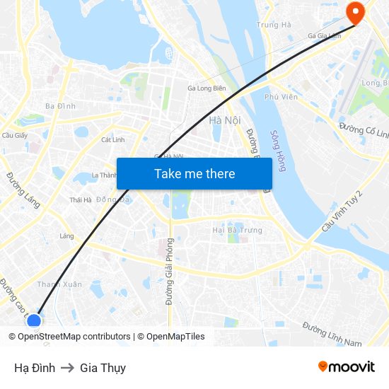 Hạ Đình to Gia Thụy map
