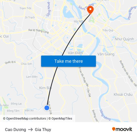 Cao Dương to Gia Thụy map