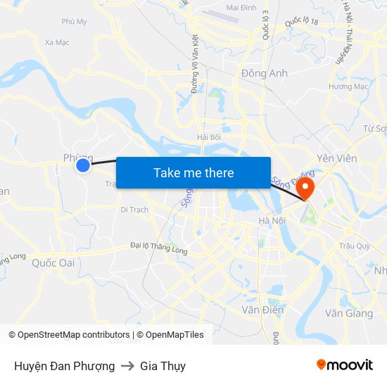 Huyện Đan Phượng to Gia Thụy map