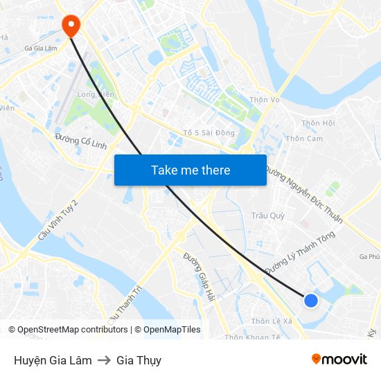 Huyện Gia Lâm to Gia Thụy map