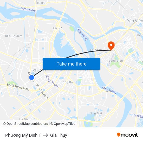 Phường Mỹ Đình 1 to Gia Thụy map