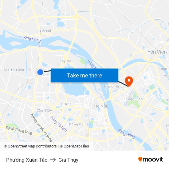 Phường Xuân Tảo to Gia Thụy map