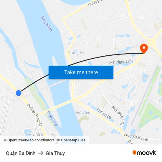Quận Ba Đình to Gia Thụy map