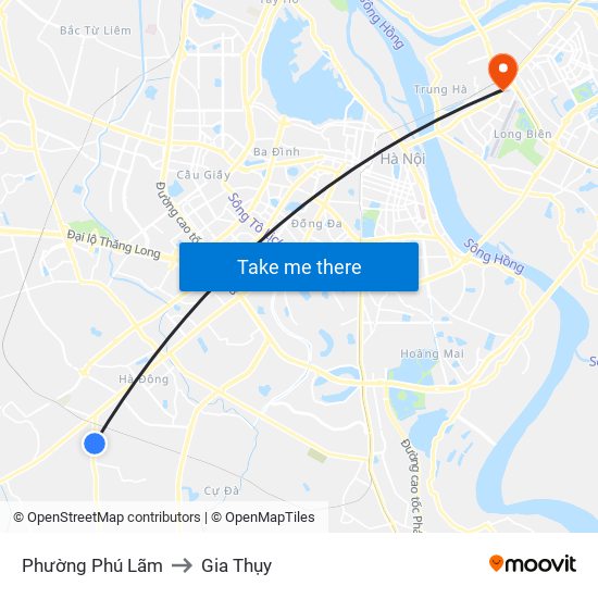 Phường Phú Lãm to Gia Thụy map