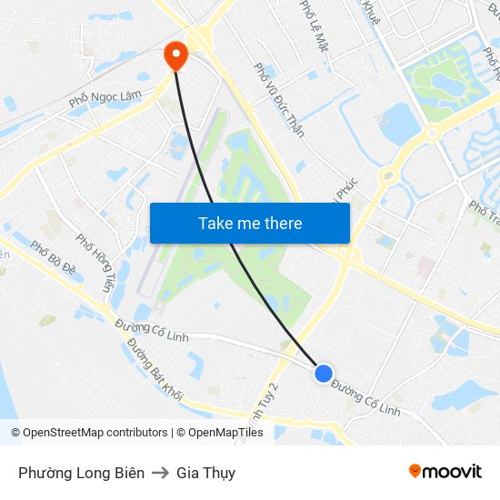 Phường Long Biên to Gia Thụy map