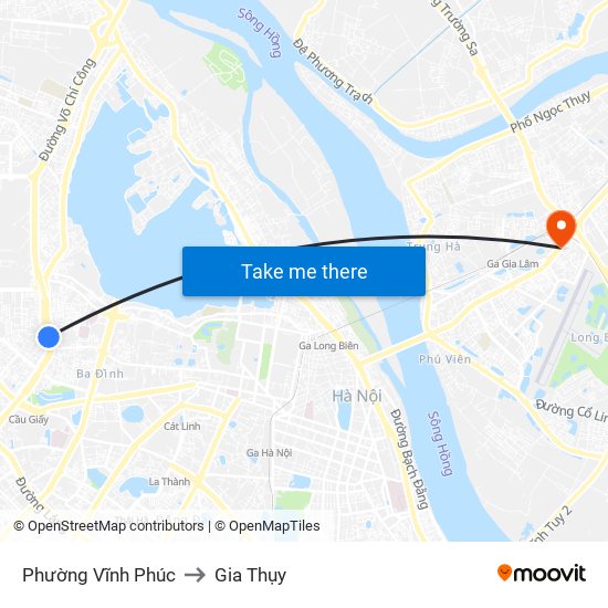 Phường Vĩnh Phúc to Gia Thụy map