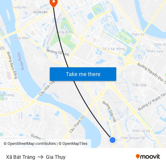 Xã Bát Tràng to Gia Thụy map