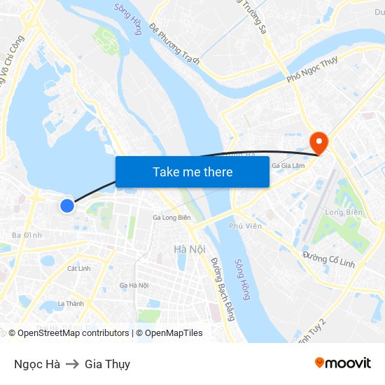 Ngọc Hà to Gia Thụy map