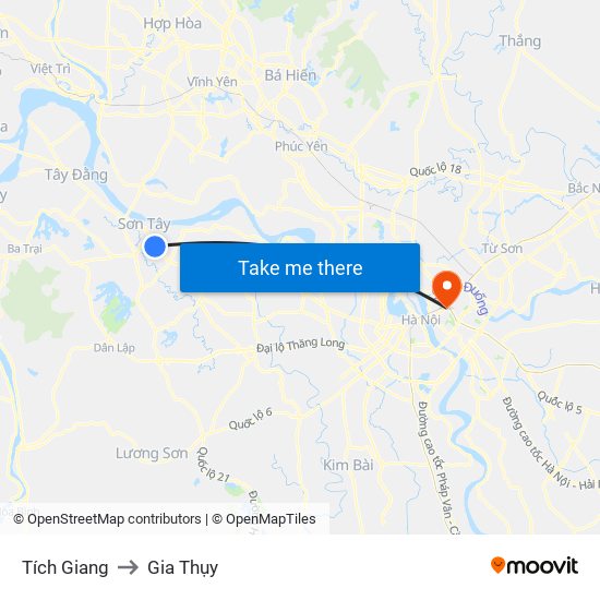 Tích Giang to Gia Thụy map