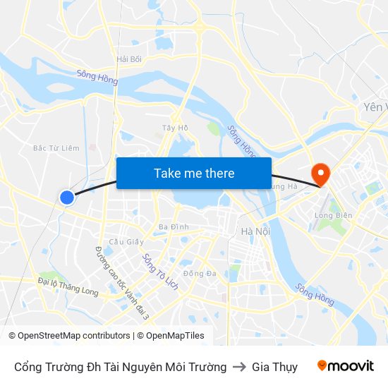 Cổng Trường Đh Tài Nguyên Môi Trường to Gia Thụy map