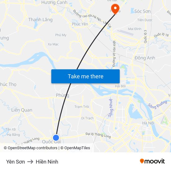 Yên Sơn to Hiền Ninh map