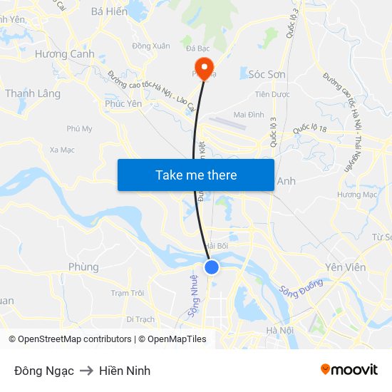 Đông Ngạc to Hiền Ninh map
