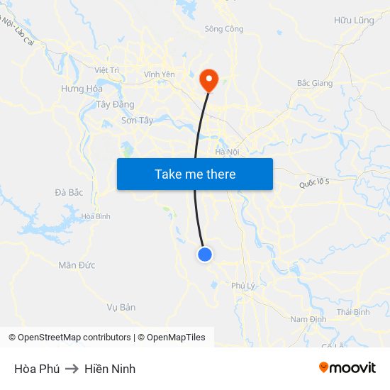 Hòa Phú to Hiền Ninh map