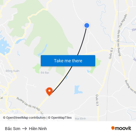 Bắc Sơn to Hiền Ninh map