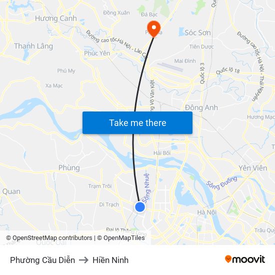 Phường Cầu Diễn to Hiền Ninh map